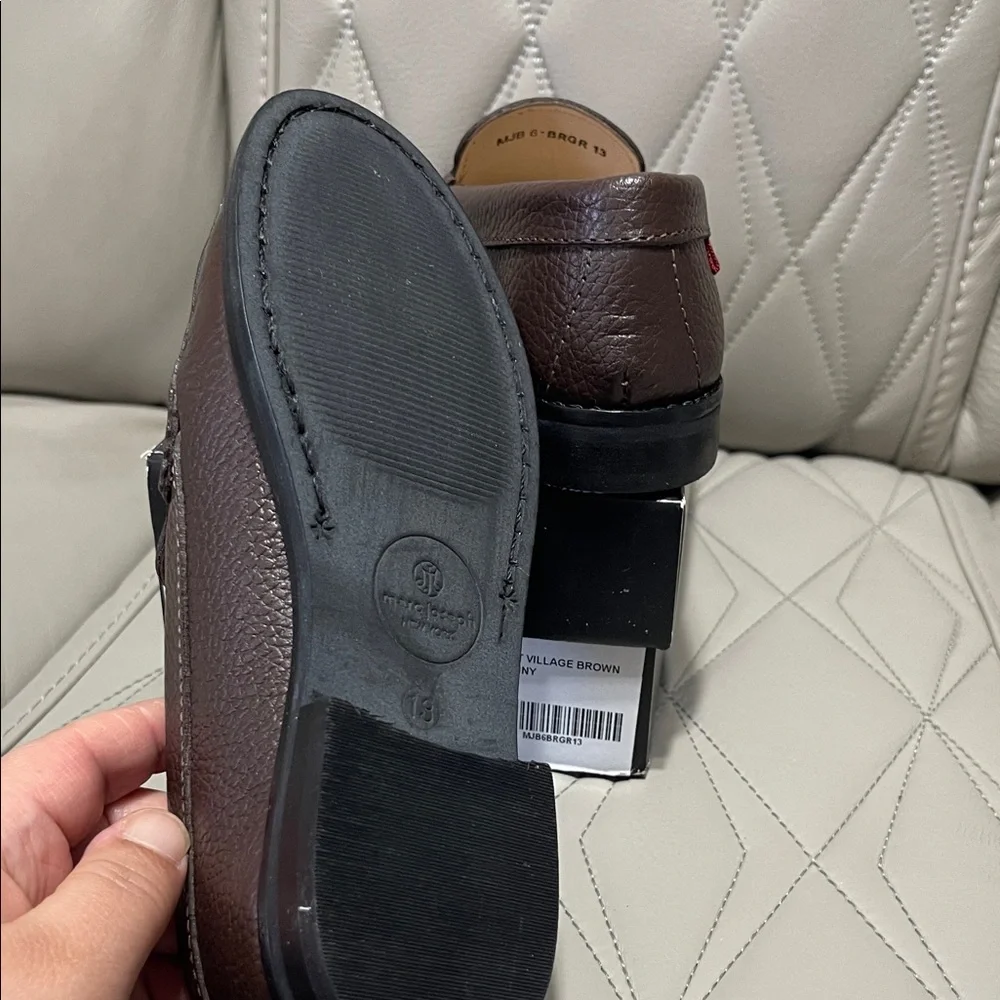 Marc Joseph East Village Brown Grainy Shoe Box with Gold Logo